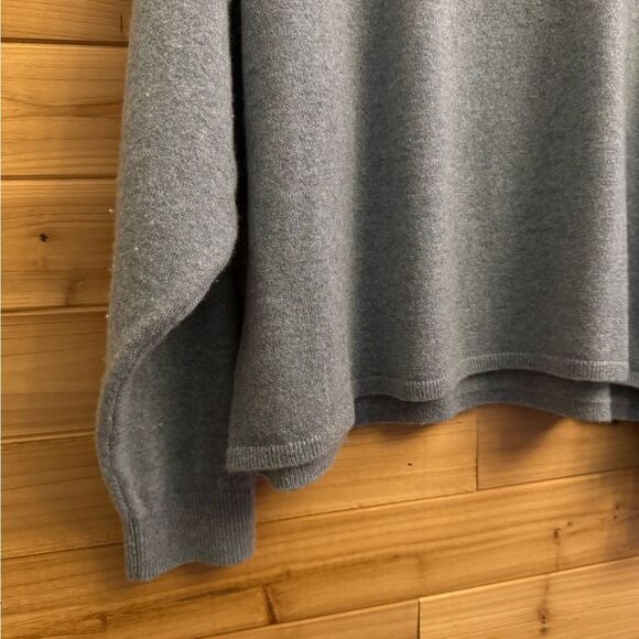 Garnet Hill Size Large Gray Blue Cashmere Braid Detail Pullover Sweater - Picture 6 of 11